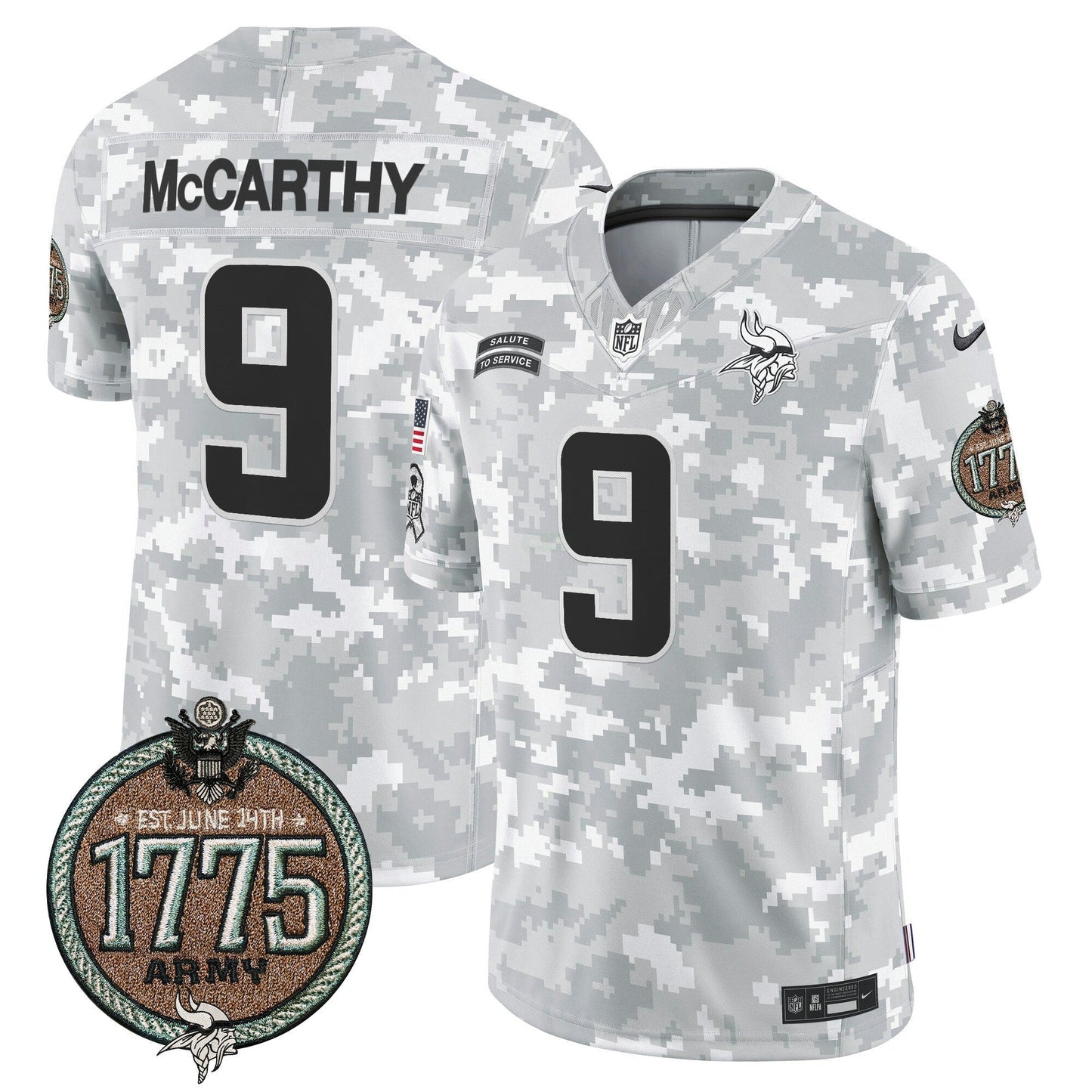 Camisa NFL Minnesota Vikings Men’s 2024 Salute to Service Establishment Year Patch Vapor Limited Jersey