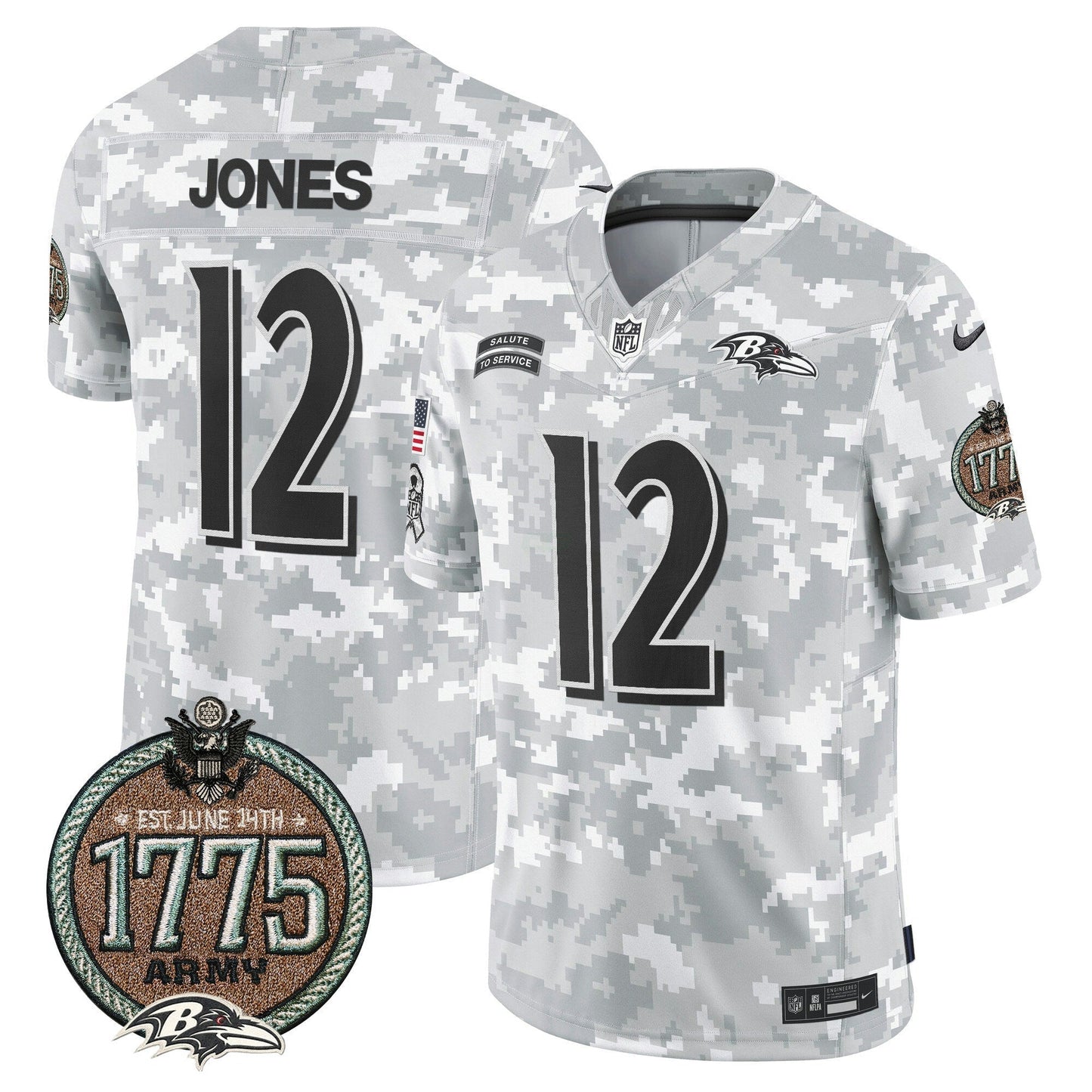Camisa NFL Baltimore Ravens Men’s 2024 Salute to Service Establishment Year Patch Vapor Limited Jersey