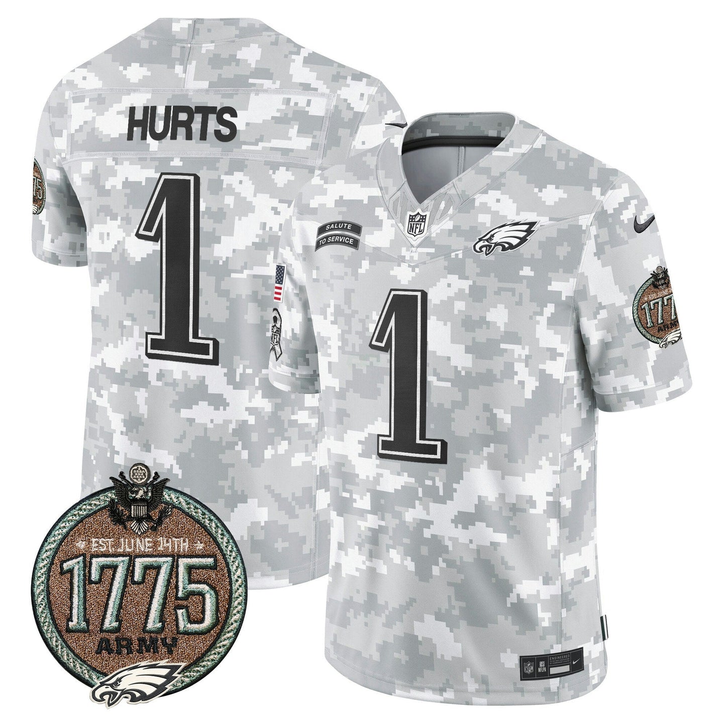 Camisa NFL Philadelphia Eagles Men’s 2024 Salute to Service Establishment Year Patch Vapor Limited Jersey