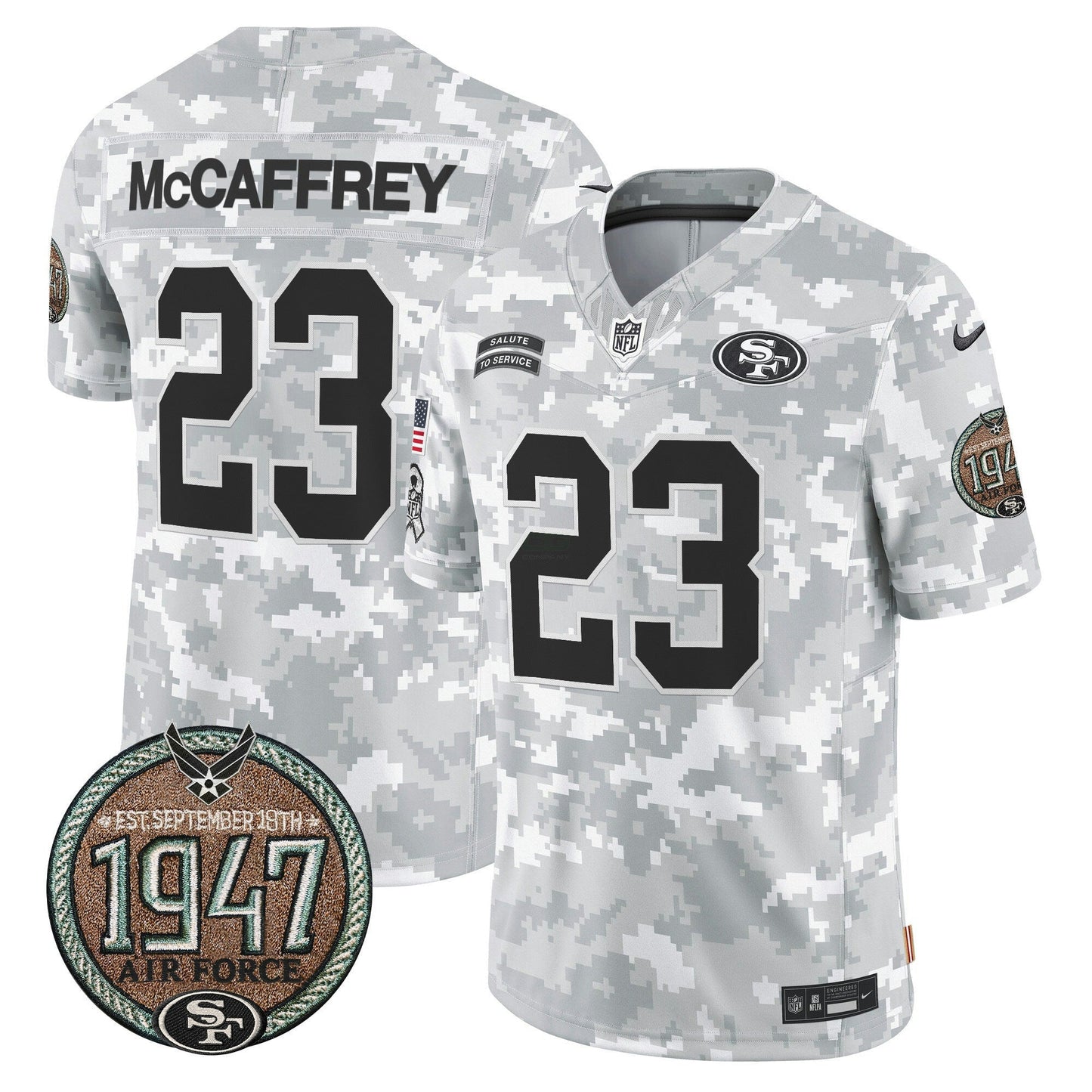 Camisa NFL San Francisco 49ers Men’s 2024 Salute to Service Establishment Year Patch Vapor Limited Jersey