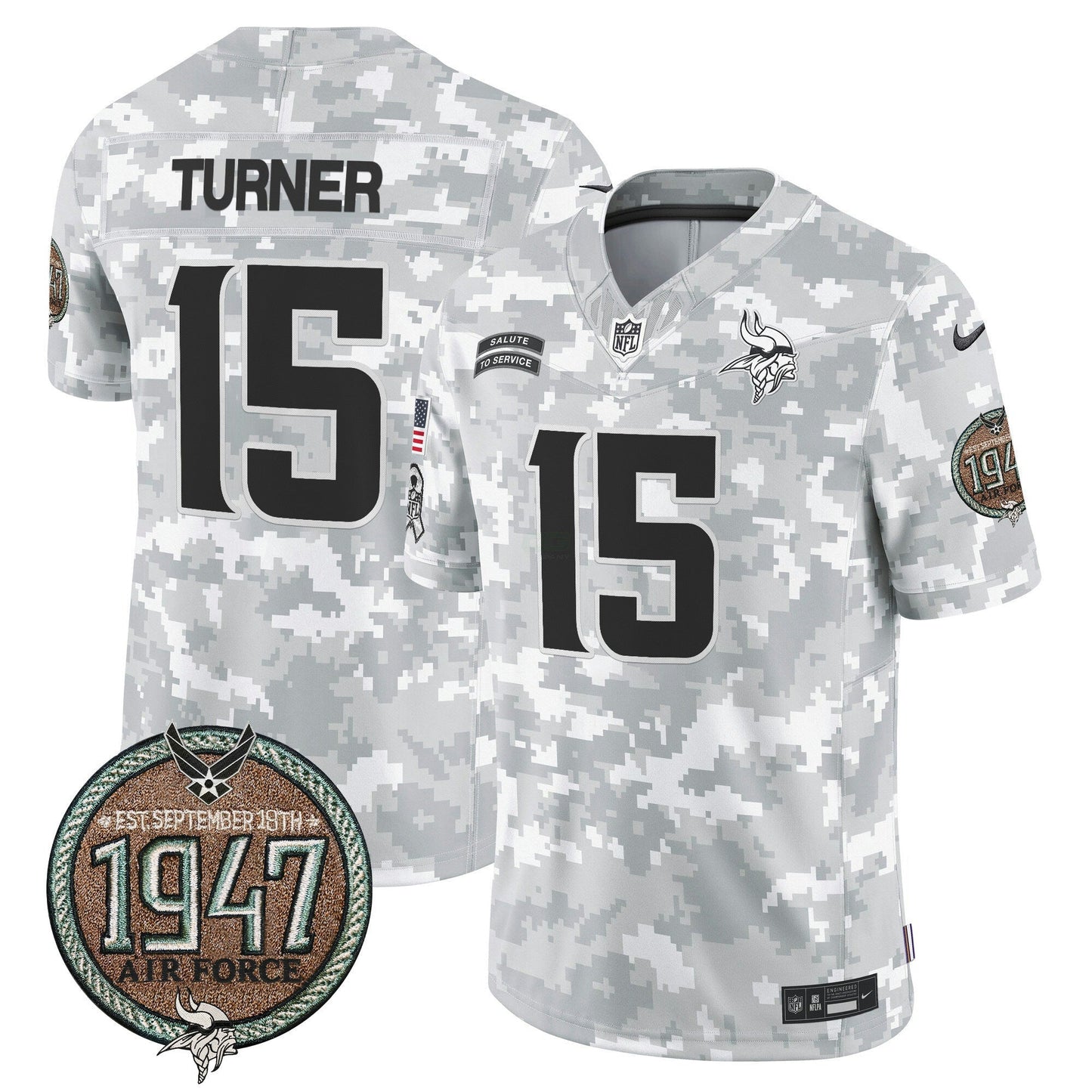 Camisa NFL Minnesota Vikings Men’s 2024 Salute to Service Establishment Year Patch Vapor Limited Jersey