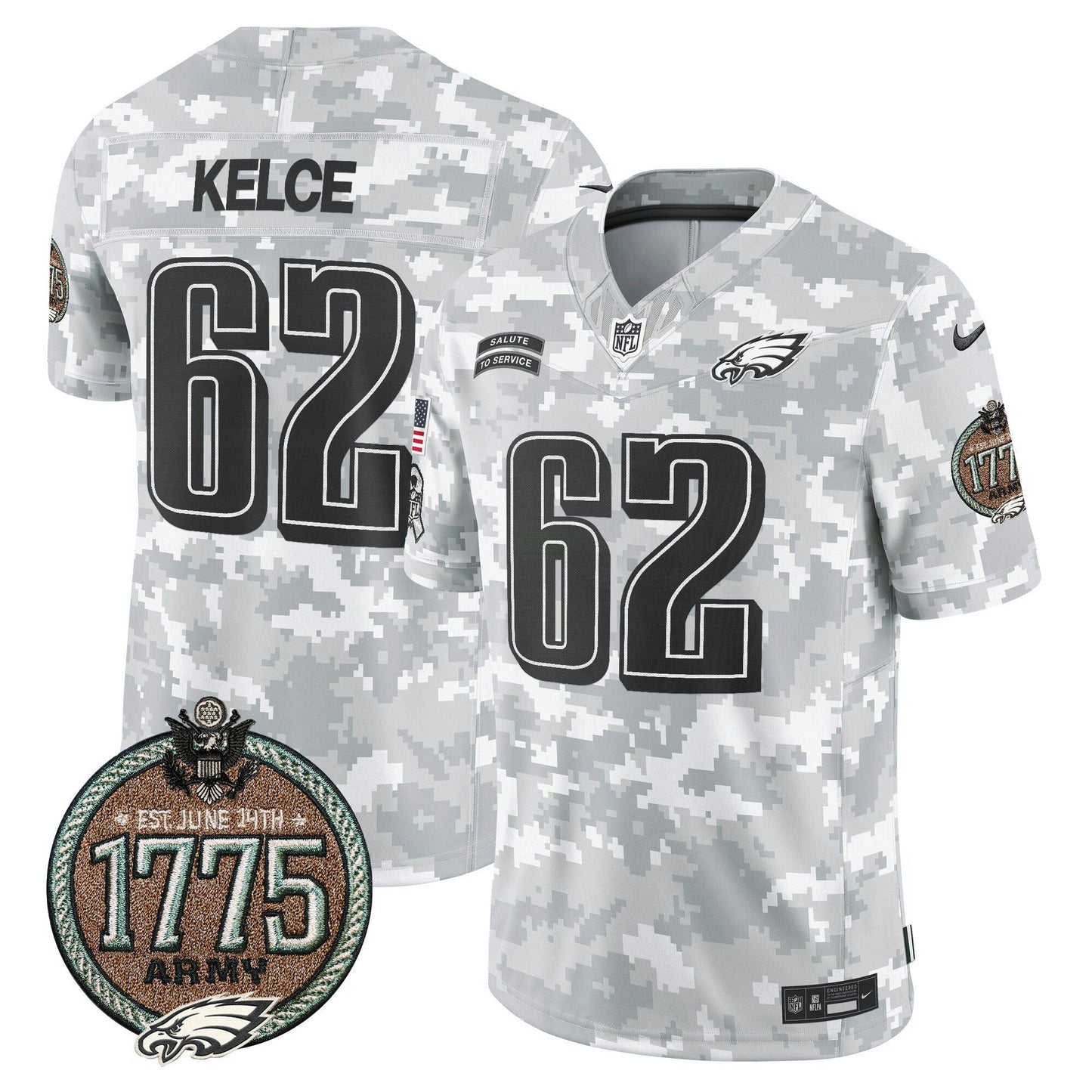 Camisa NFL Philadelphia Eagles Men’s 2024 Salute to Service Establishment Year Patch Vapor Limited Jersey