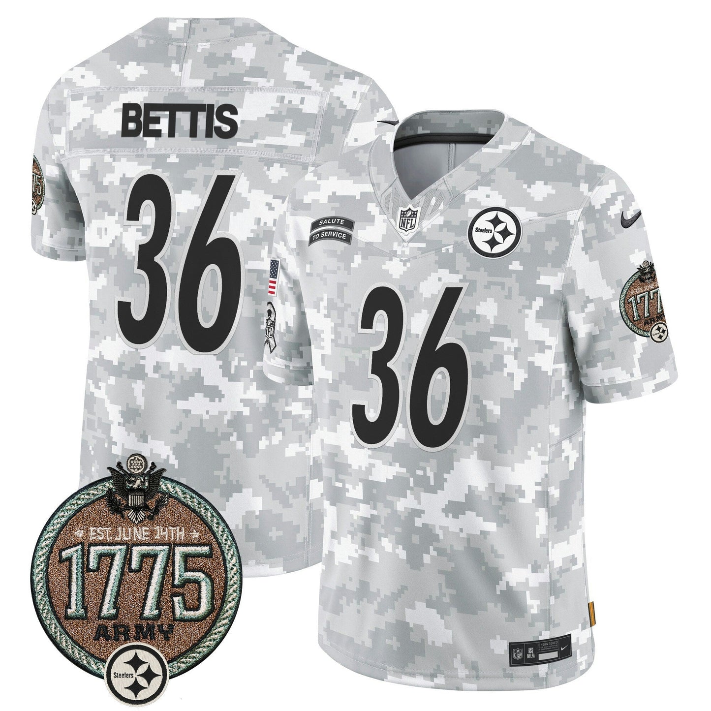 Camisa NFL Pittsburgh Steelers Men’s 2024 Salute to Service Establishment Year Patch Vapor Limited Jersey