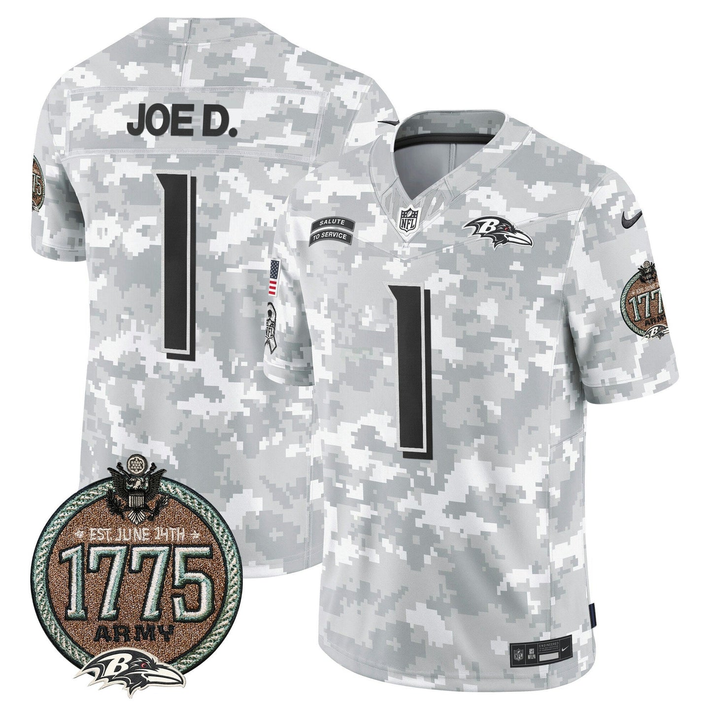 Camisa NFL Baltimore Ravens Men’s 2024 Salute to Service Establishment Year Patch Vapor Limited Jersey