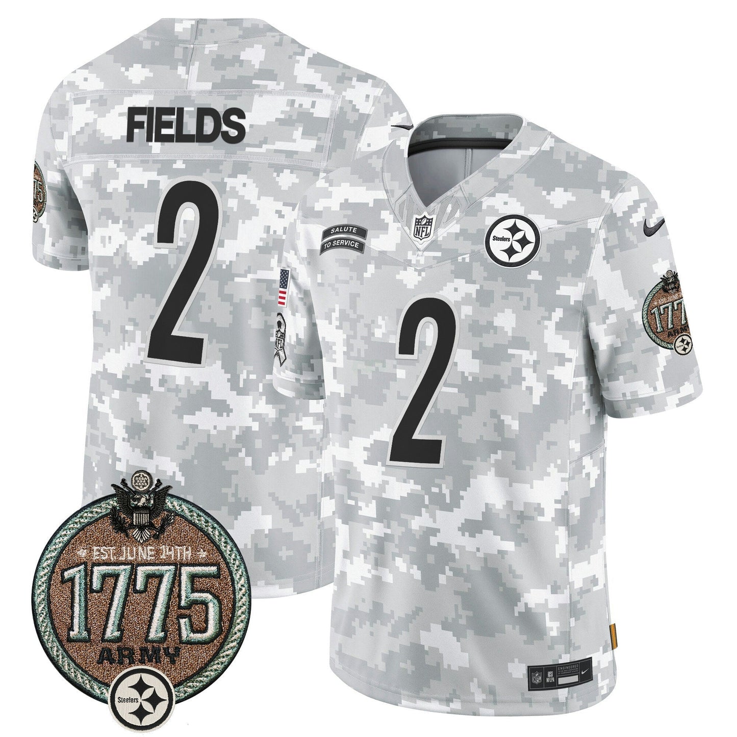 Camisa NFL Pittsburgh Steelers Men’s 2024 Salute to Service Establishment Year Patch Vapor Limited Jersey