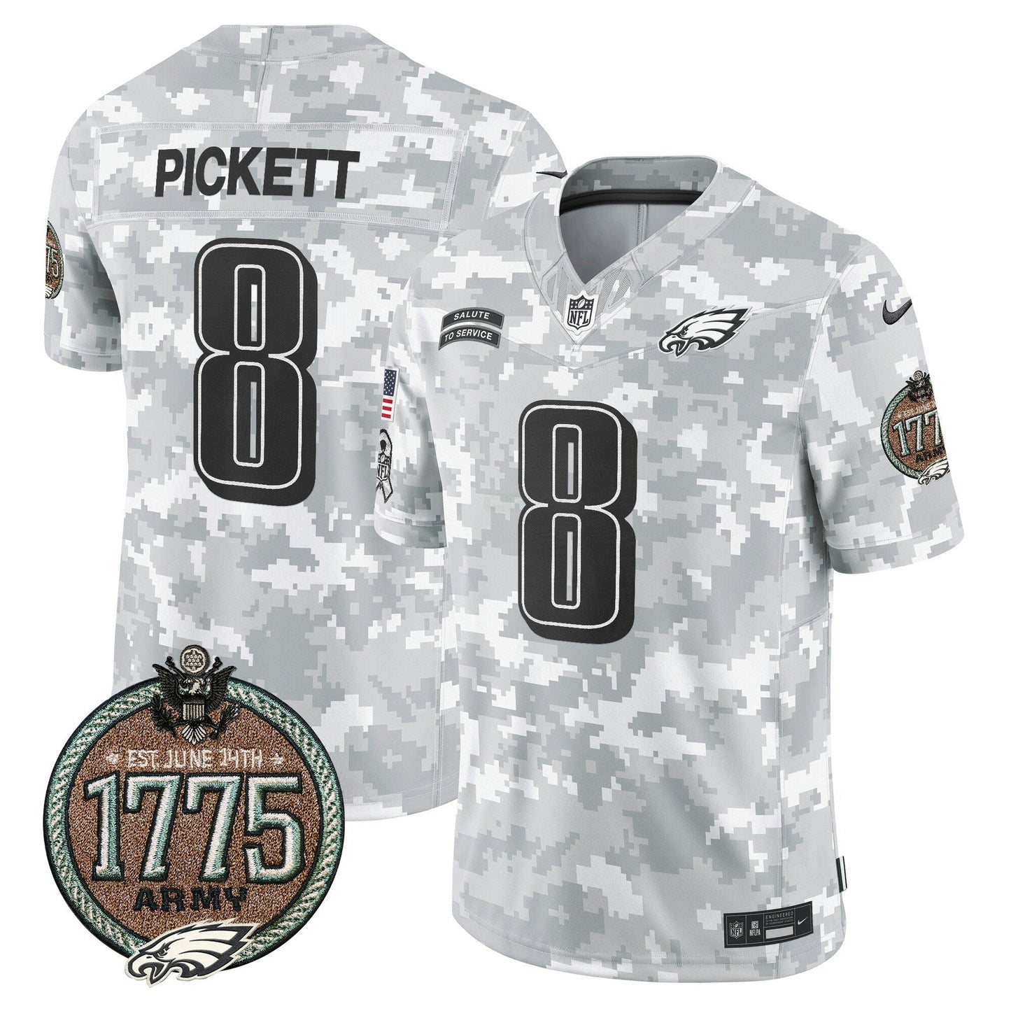 Camisa NFL Philadelphia Eagles Men’s 2024 Salute to Service Establishment Year Patch Vapor Limited Jersey