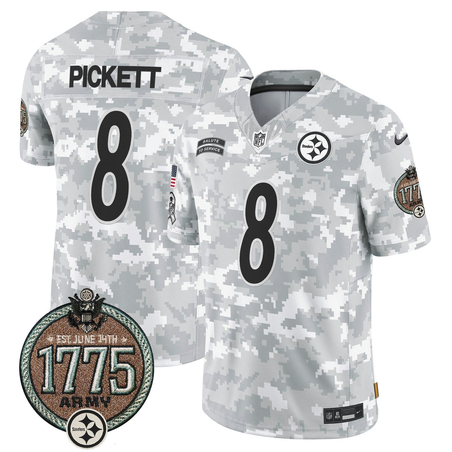 Camisa NFL Pittsburgh Steelers Men’s 2024 Salute to Service Establishment Year Patch Vapor Limited Jersey