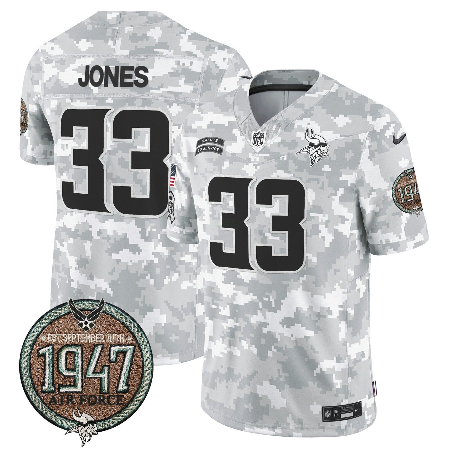 Camisa NFL Minnesota Vikings Men’s 2024 Salute to Service Establishment Year Patch Vapor Limited Jersey