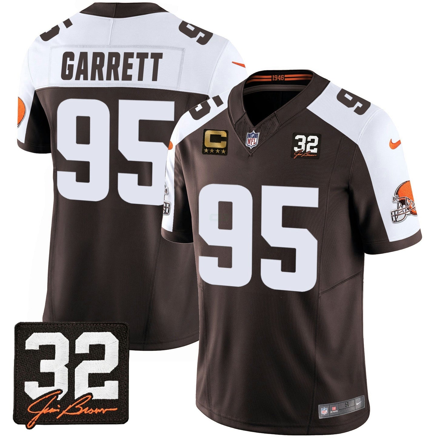 Camisa NFL Men’s #32 Jim Brown Memorial Patch Jersey