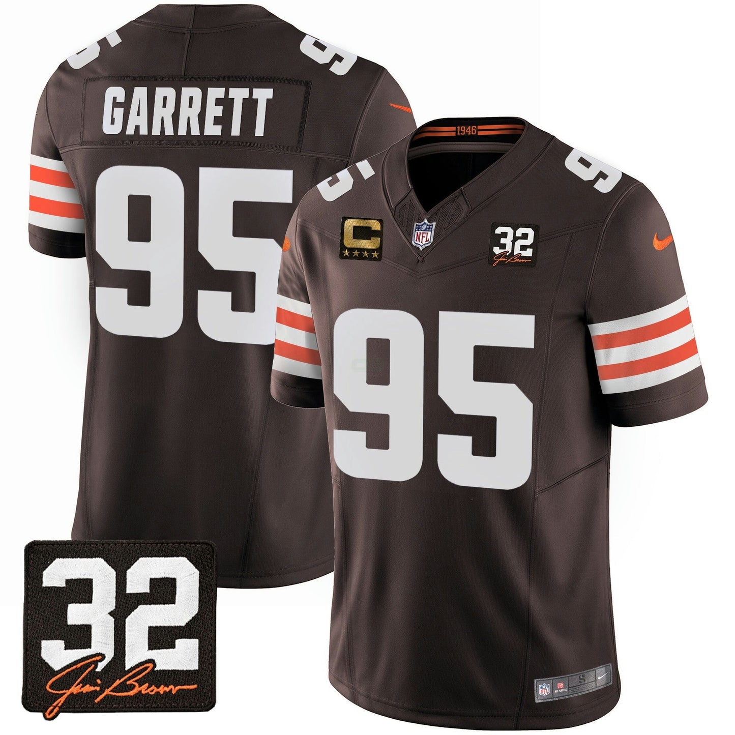 Camisa NFL Men’s #32 Jim Brown Memorial Patch Jersey