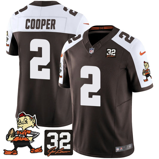 Camisa NFL Men’s #32 Jim Brown Memorial Patch Vapor Limited Jersey V2