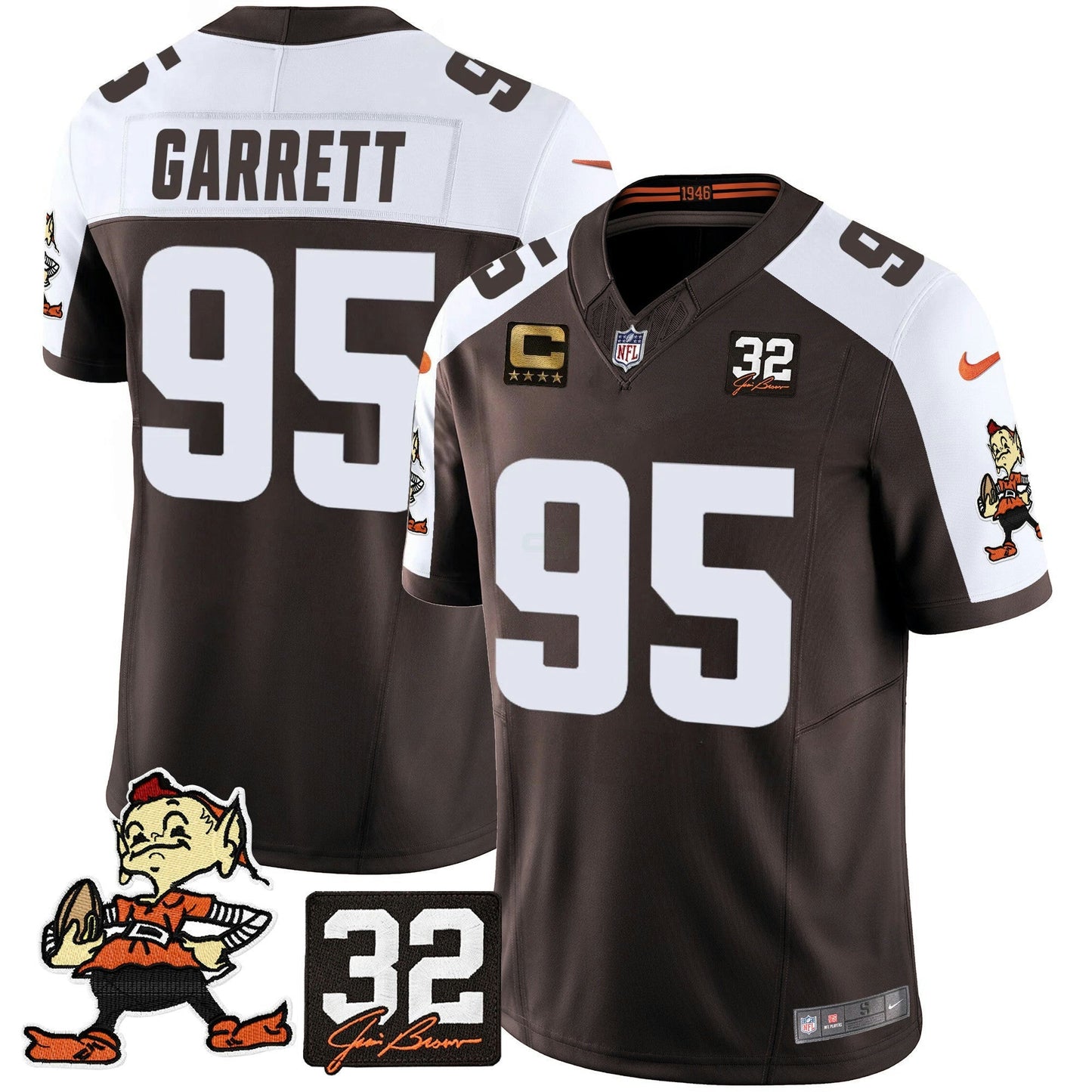 Camisa NFL Men’s #32 Jim Brown Memorial Patch Vapor Limited Jersey V2