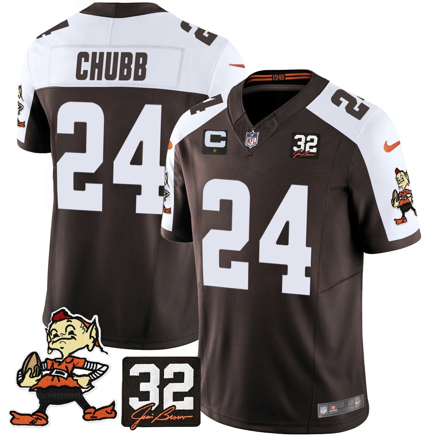 Camisa NFL Men’s #32 Jim Brown Memorial Patch Vapor Limited Jersey V2