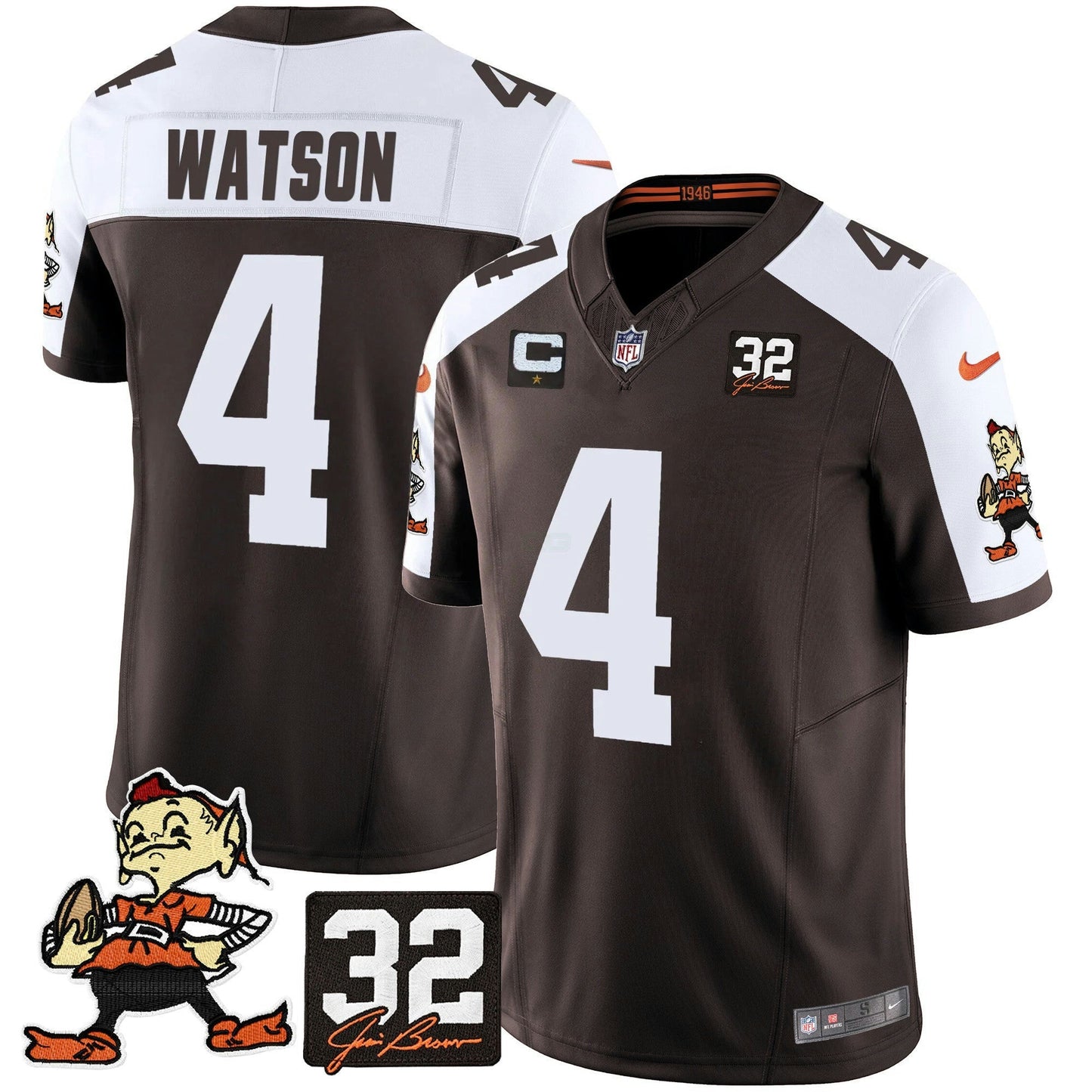 Camisa NFL Men’s #32 Jim Brown Memorial Patch Vapor Limited Jersey V2