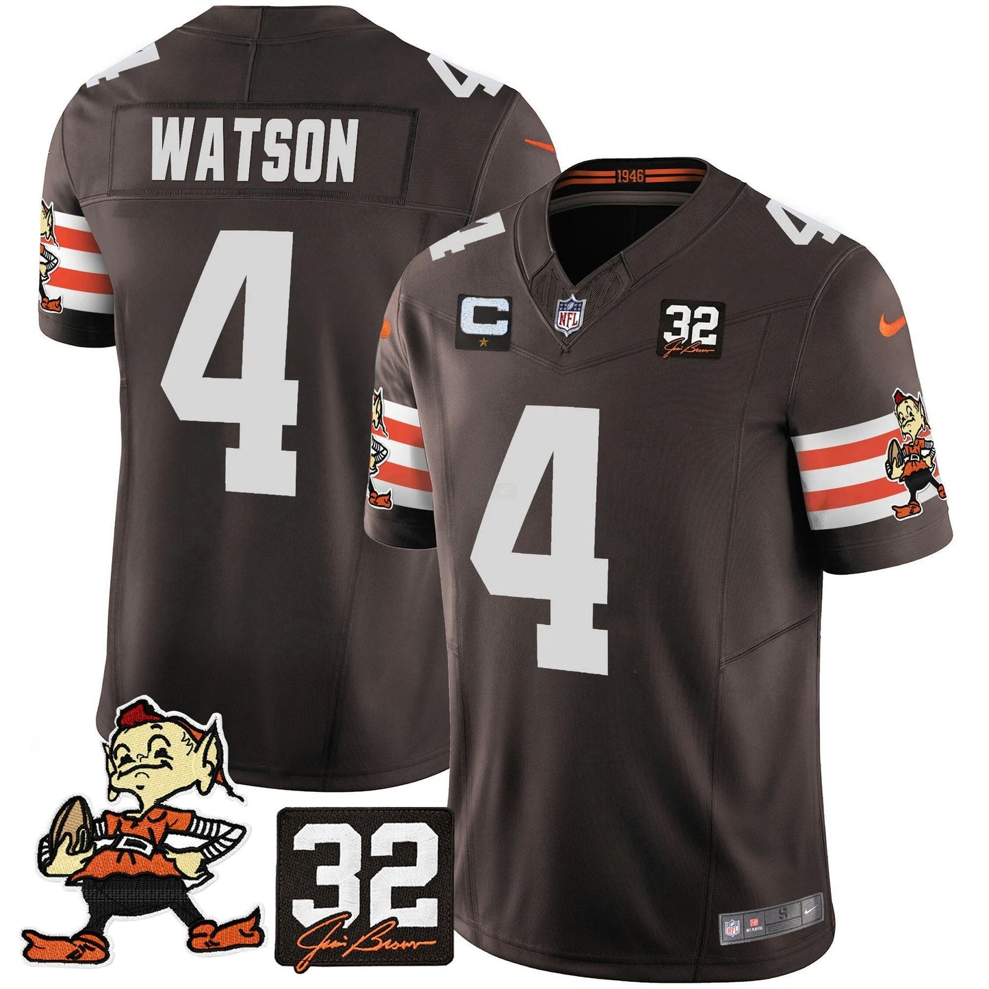 Camisa NFL Men’s #32 Jim Brown Memorial Patch Vapor Limited Jersey V2