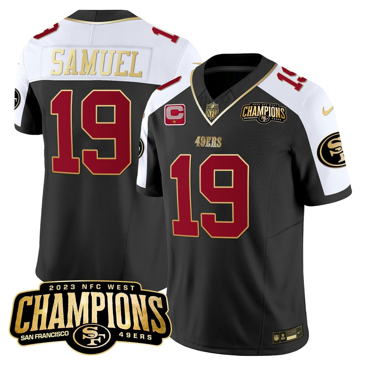 Camisa NFL Men’s 49ers 2023 NFC West Champions Patch Vapor Jersey V2