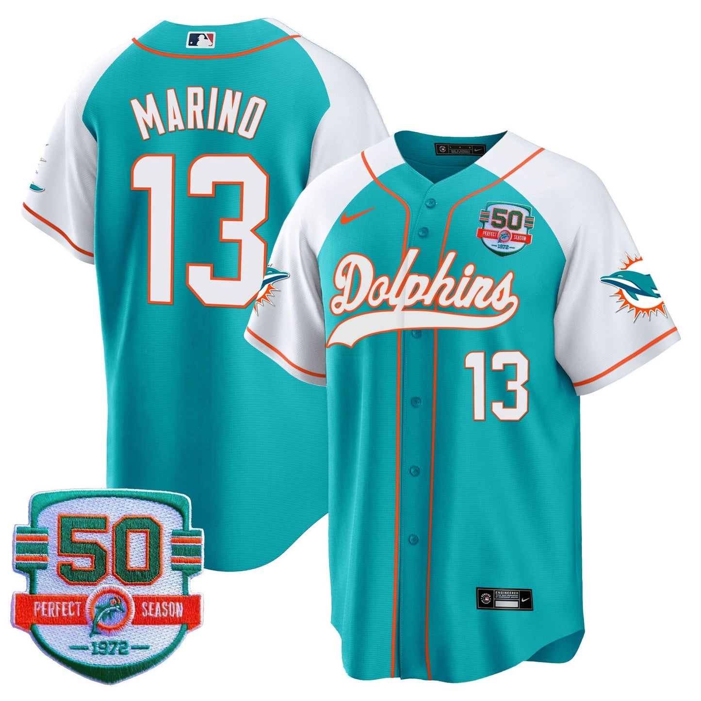 Camisa NFL Men’s 50th 1972 Perfect Season Patch Jersey
