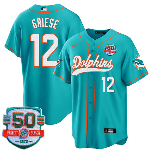 Camisa NFL Men’s 50th 1972 Perfect Season Patch Jersey