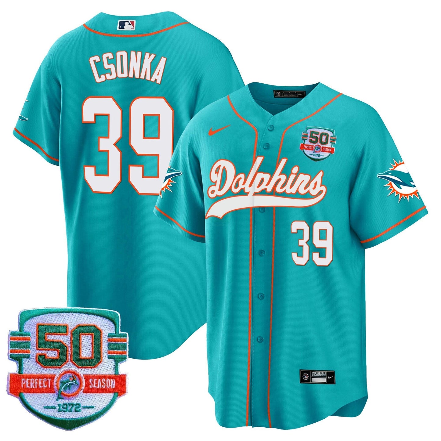 Camisa NFL Men’s 50th 1972 Perfect Season Patch Jersey