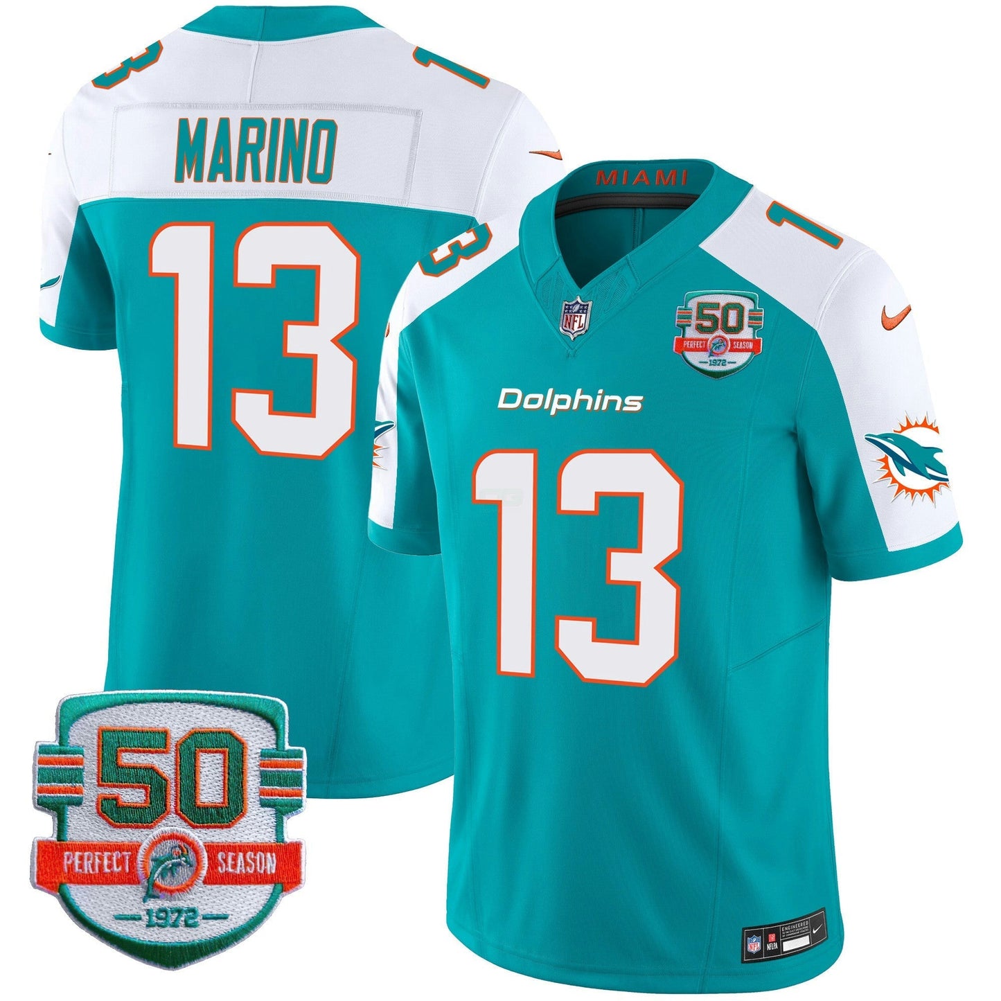 Camisa NFL Men’s 50th 1972 Perfect Season Patch Vapor Jersey