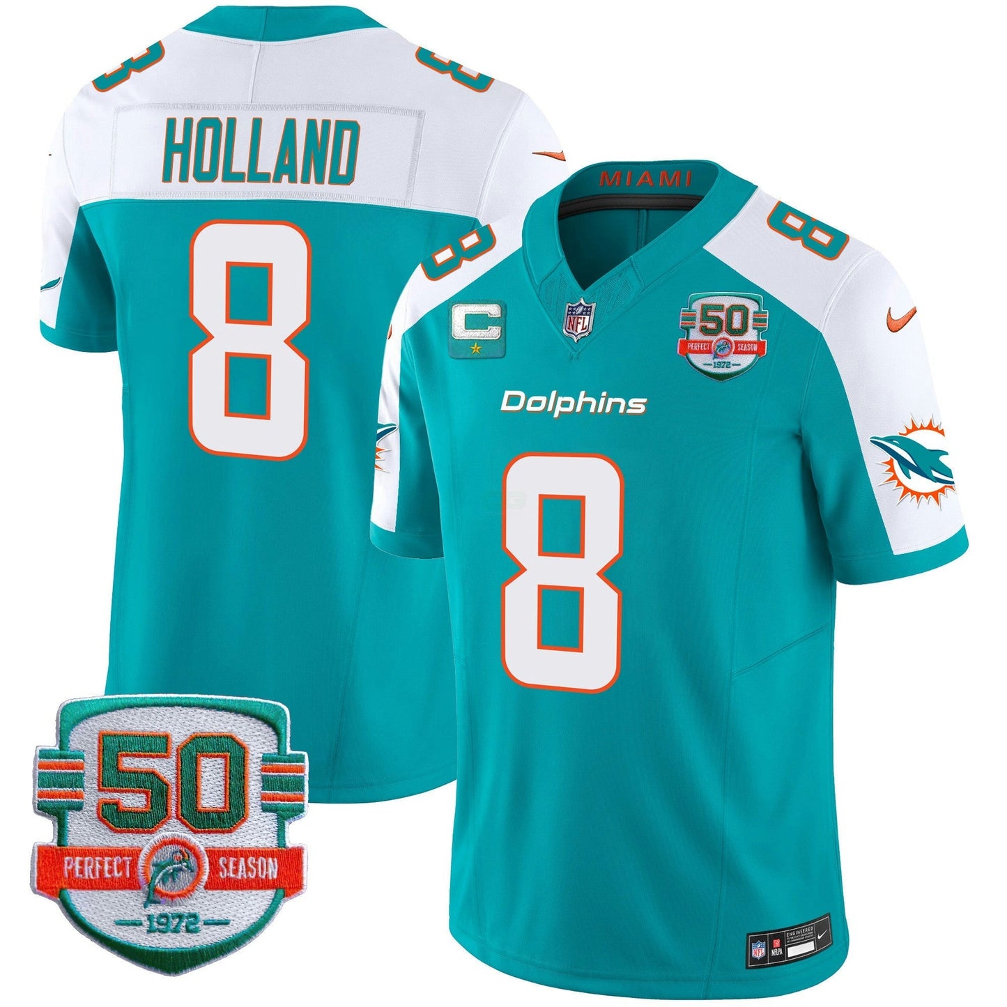Camisa NFL Men’s 50th 1972 Perfect Season Patch Vapor Jersey
