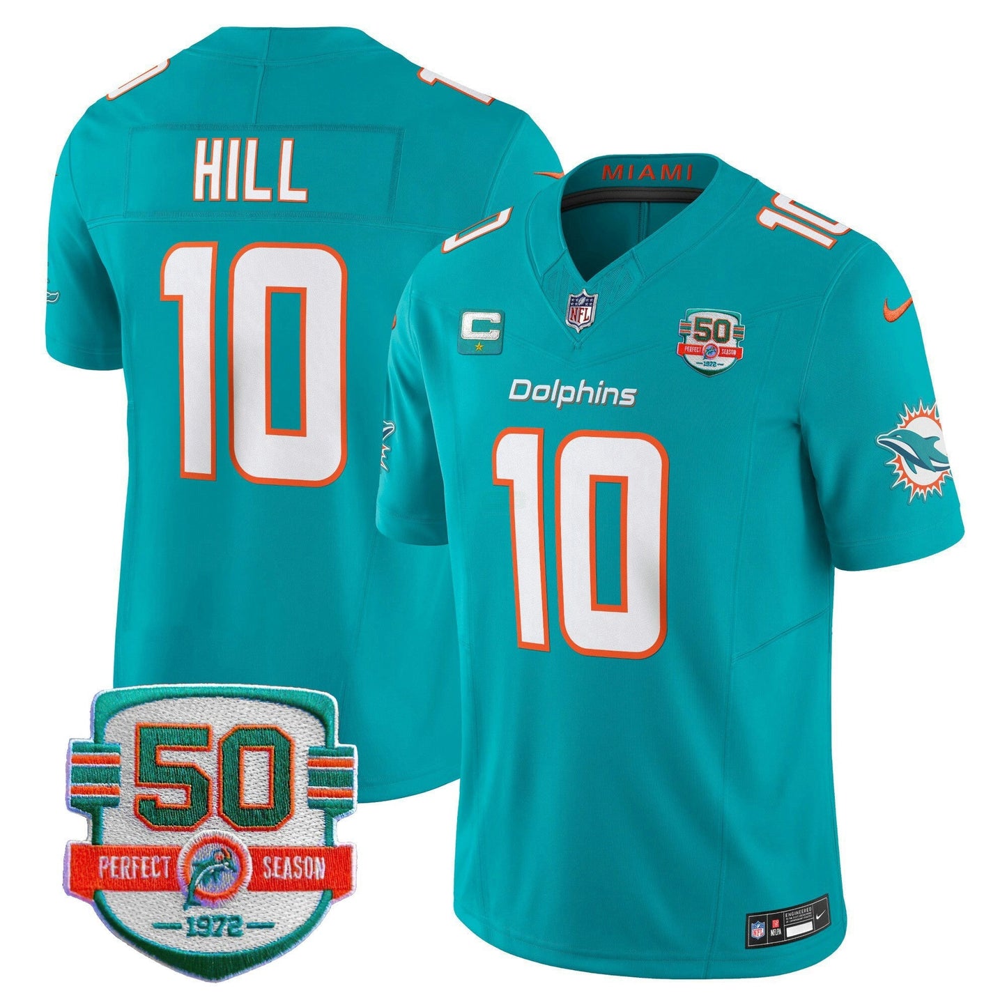 Camisa NFL Men’s 50th 1972 Perfect Season Patch Vapor Jersey