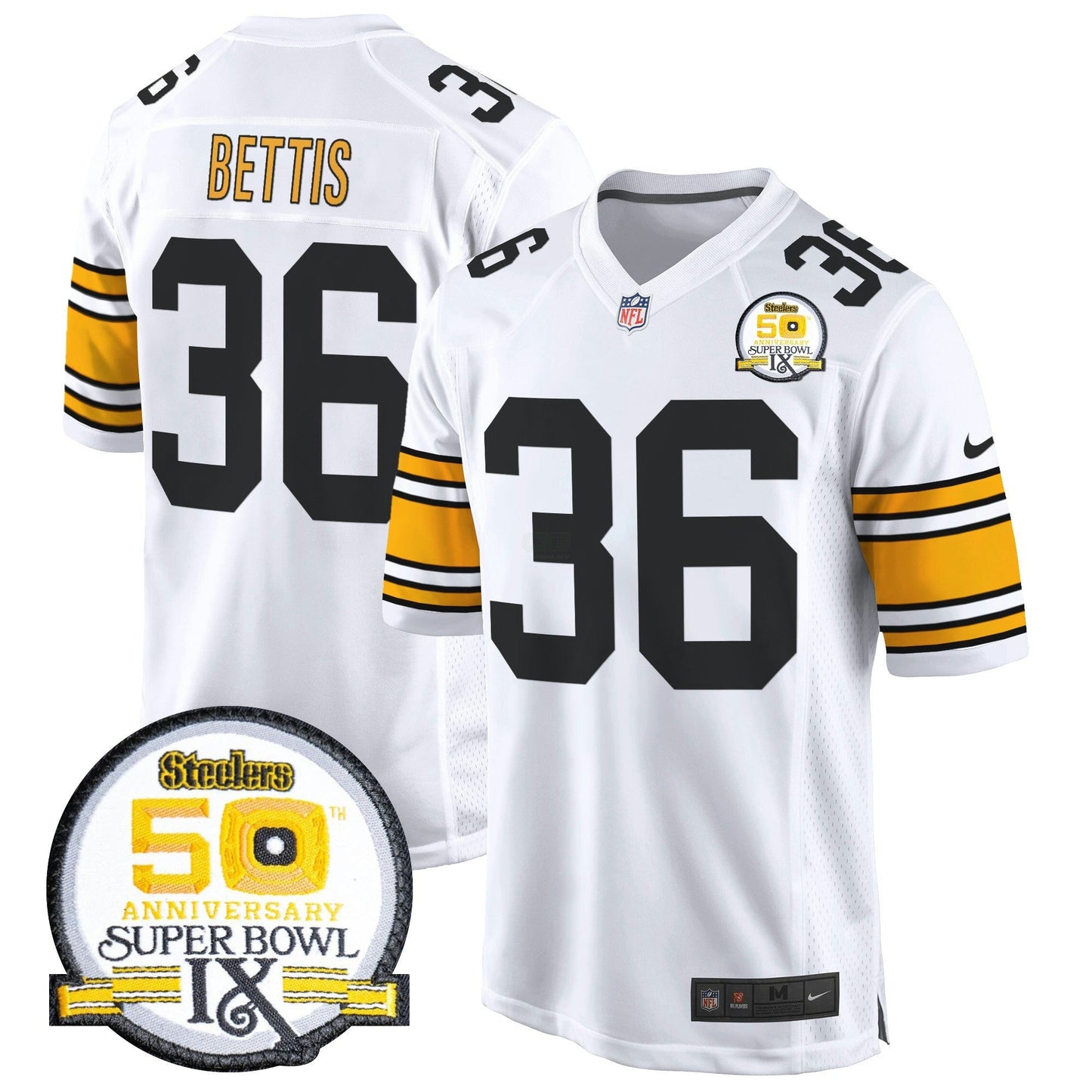 Camisa NFL Men’s 50th Anniversary Of Super Bowl IX Patch Game Jersey