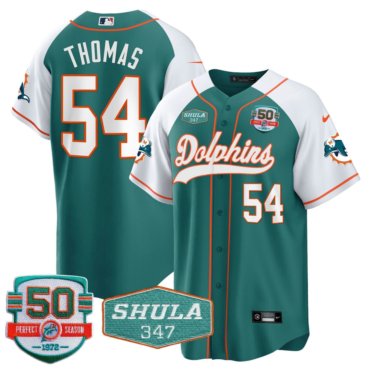 Camisa NFL Men’s 50th & Don Shula 347 Memorial Patch Jersey