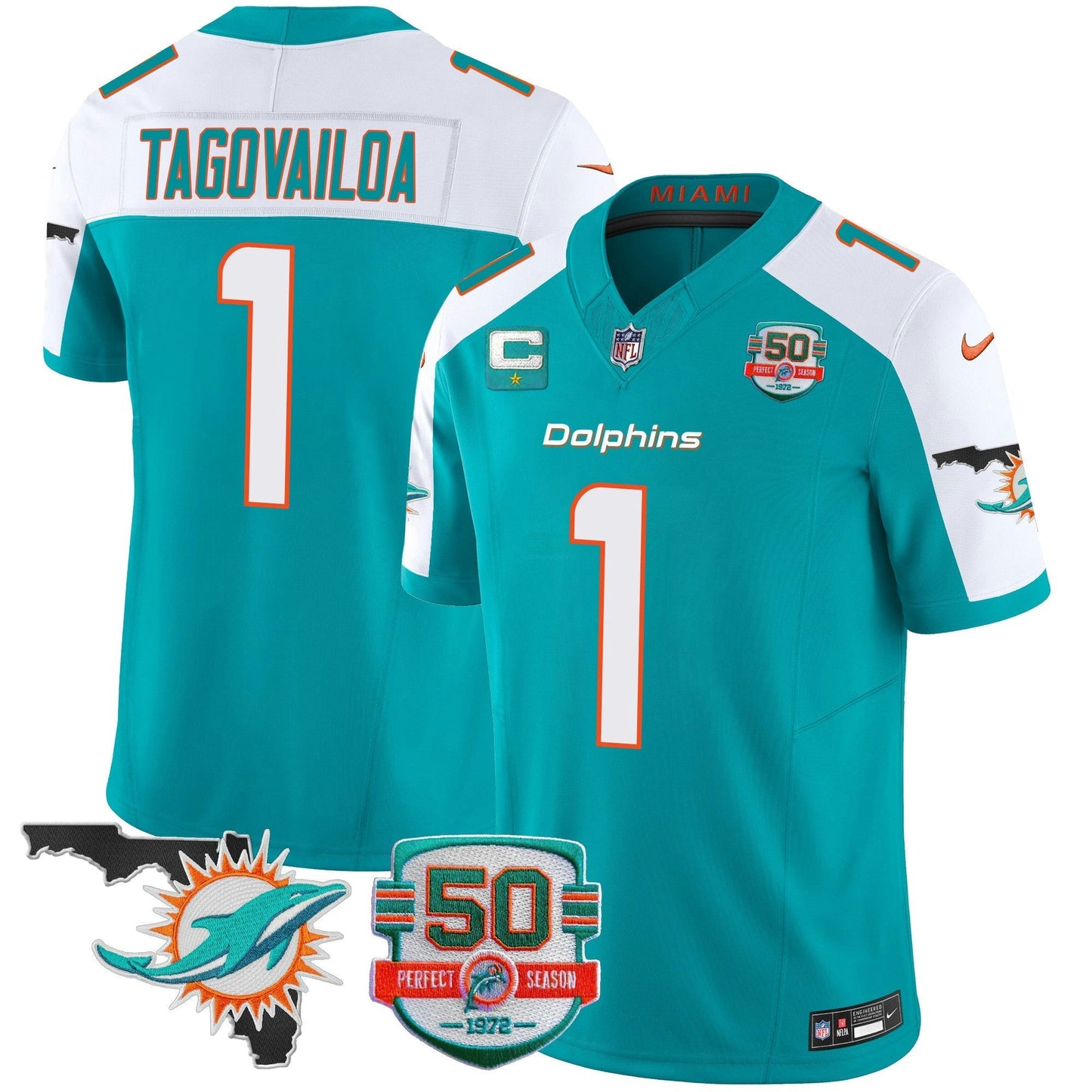 Camisa NFL Men’s 50th Perfect Season & Florida Patch Vapor Jersey