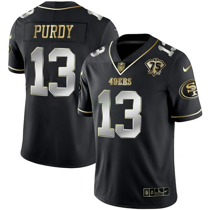 Camisa NFL Men’s 75th Anniversary Patch Vapor Preta Vermelha Dourada Limited Edition