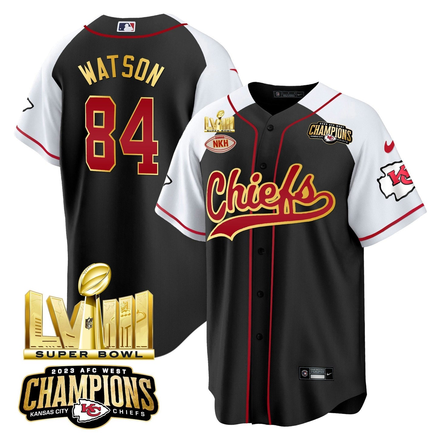 Camisa NFL Men’s AFC West Champions & Super Bowl LVIII Dourada Patch Jersey