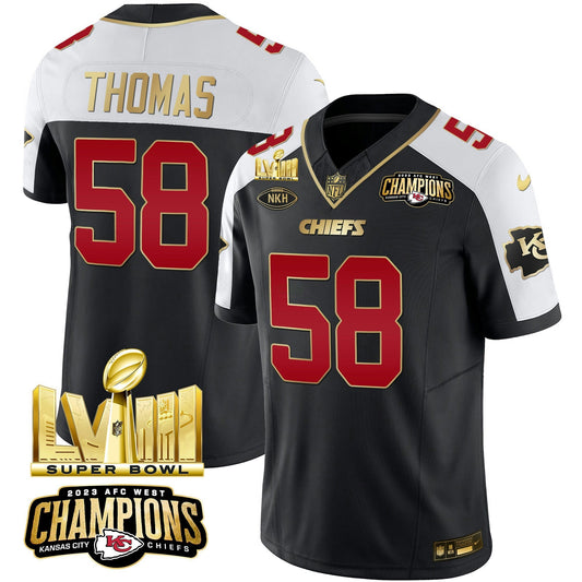 Camisa NFL Men’s AFC West Champions & Super Bowl LVIII Dourada Patch Vapor Jersey