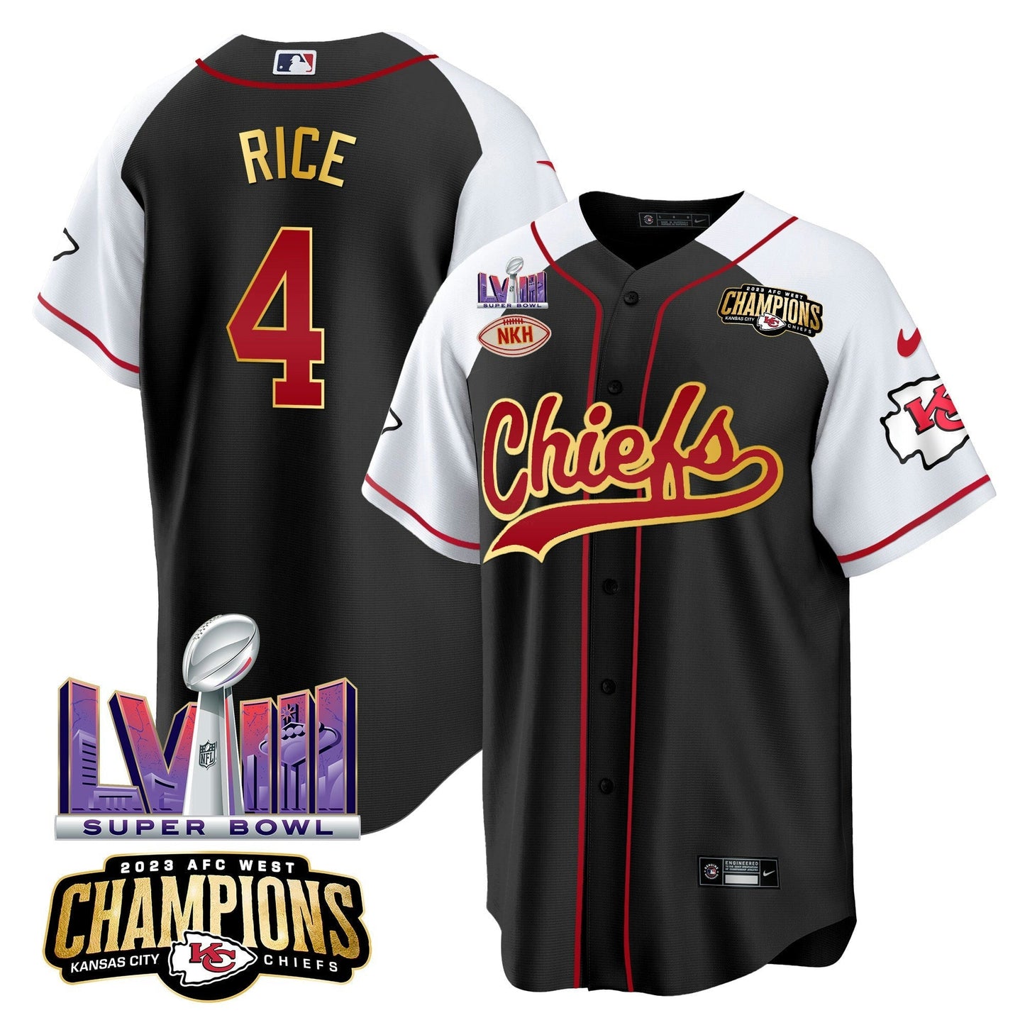 Camisa NFL Men’s AFC West Champions & Super Bowl LVIII Patch Jersey