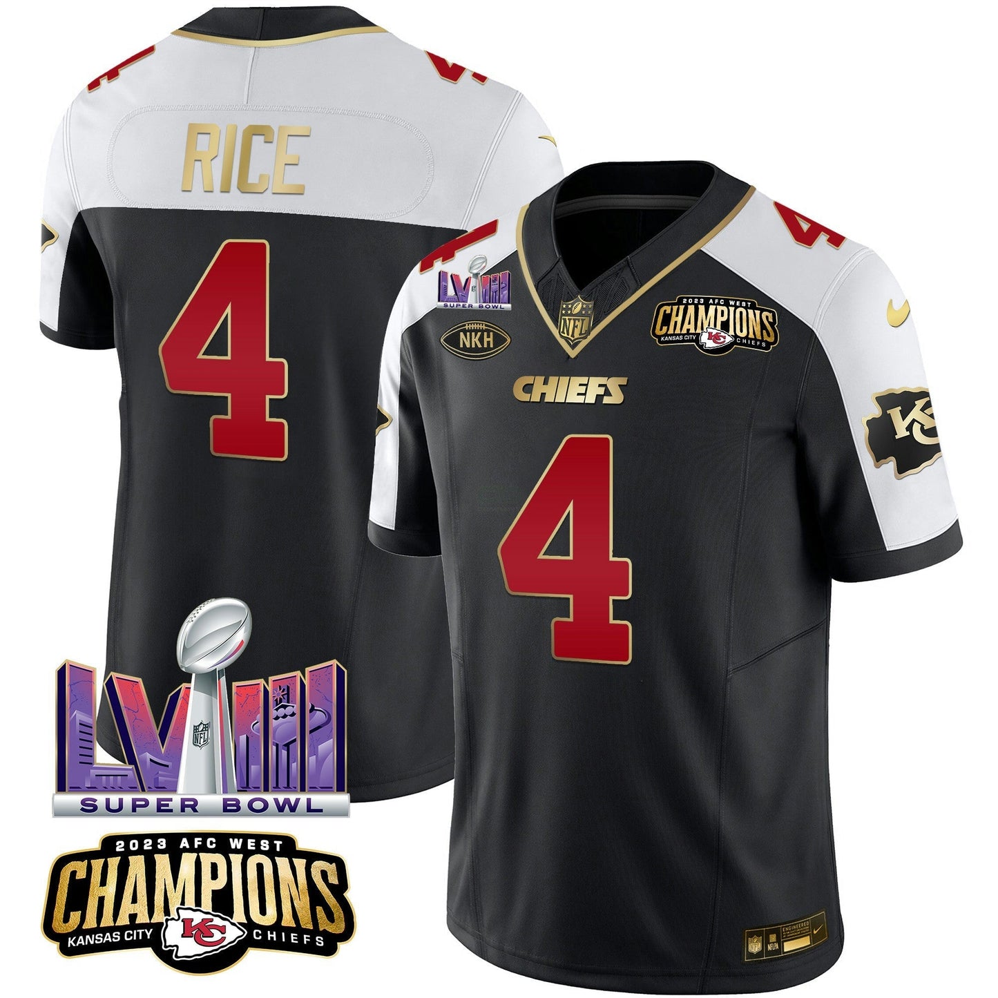 Camisa NFL Men’s AFC West Champions & Super Bowl LVIII Patch Vapor Jersey