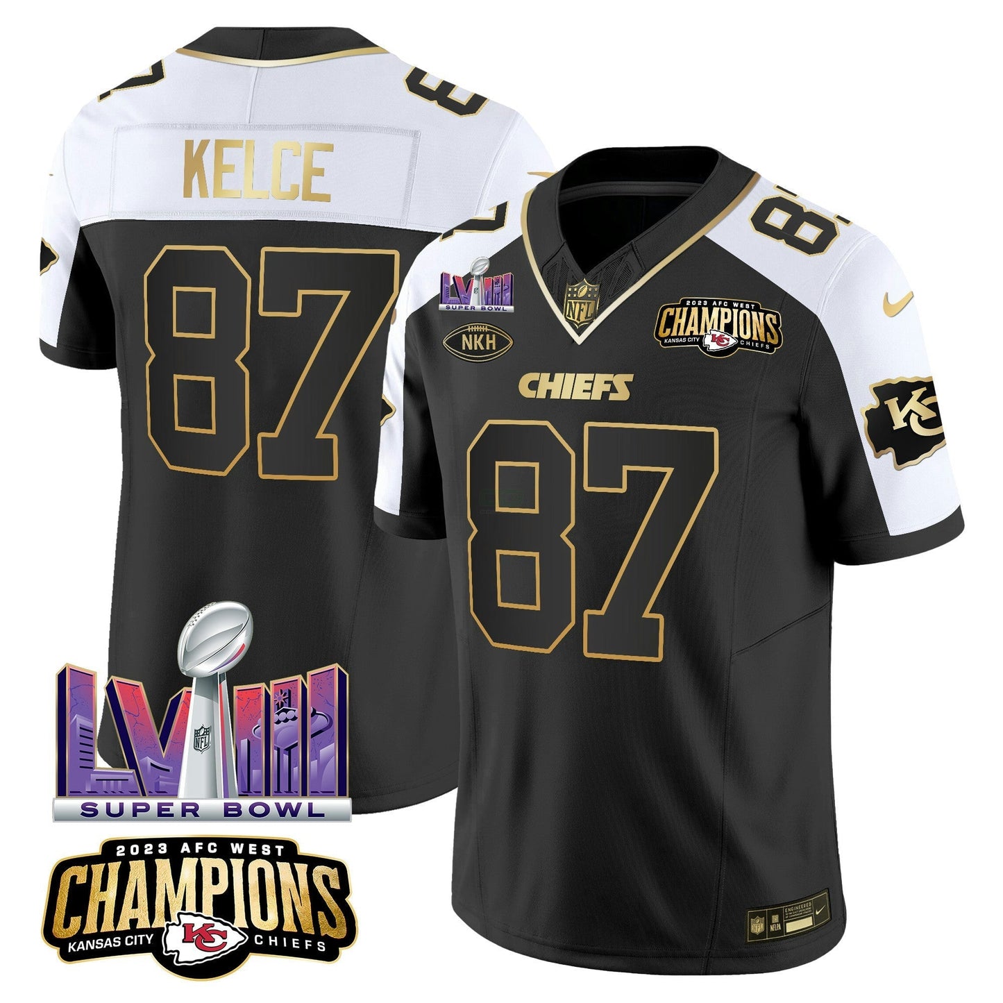 Camisa NFL Men’s AFC West Champions & Super Bowl LVIII Patch Vapor Jersey V2