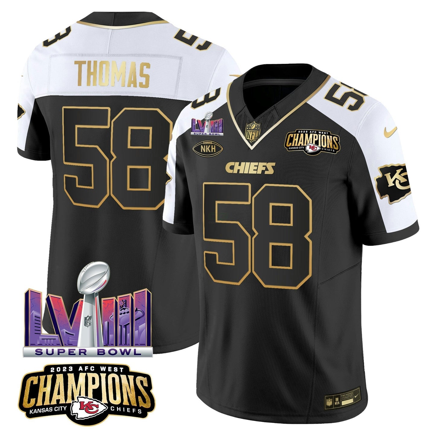 Camisa NFL Men’s AFC West Champions & Super Bowl LVIII Patch Vapor Jersey V2