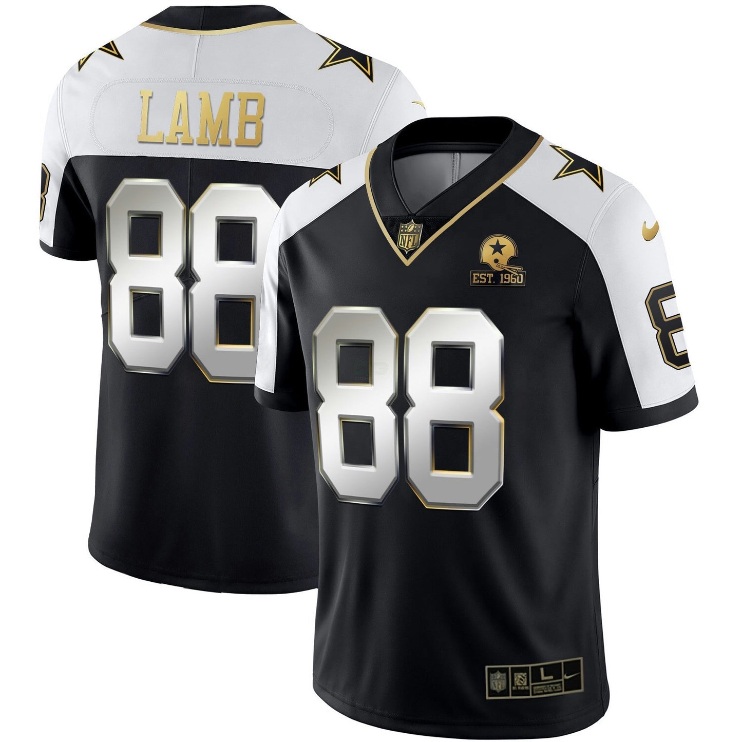 Camisa NFL Men’s Alternativa Vapor Preta Dourada & Azul Marinho Dourada Limited