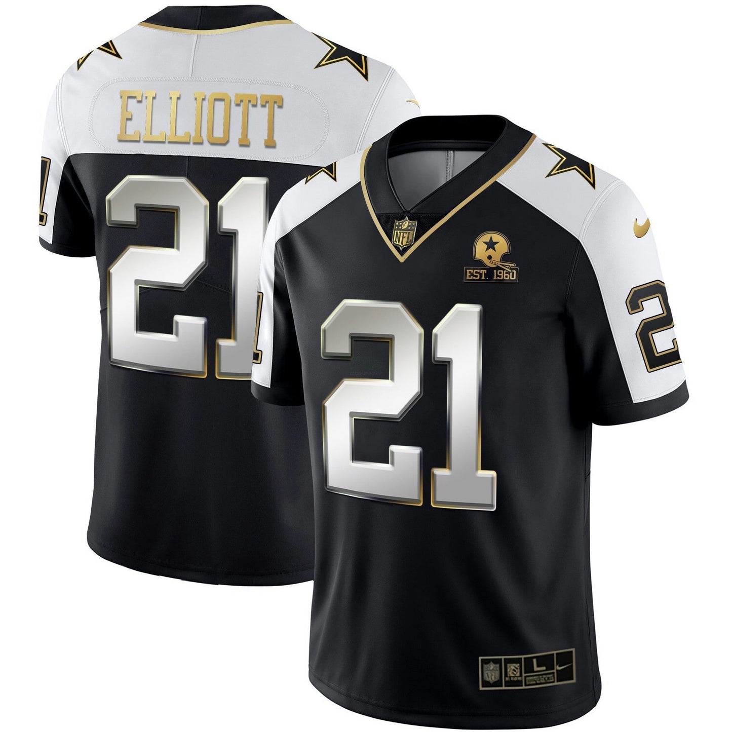 Camisa NFL Men’s Alternativa Vapor Preta Dourada & Azul Marinho Dourada Limited