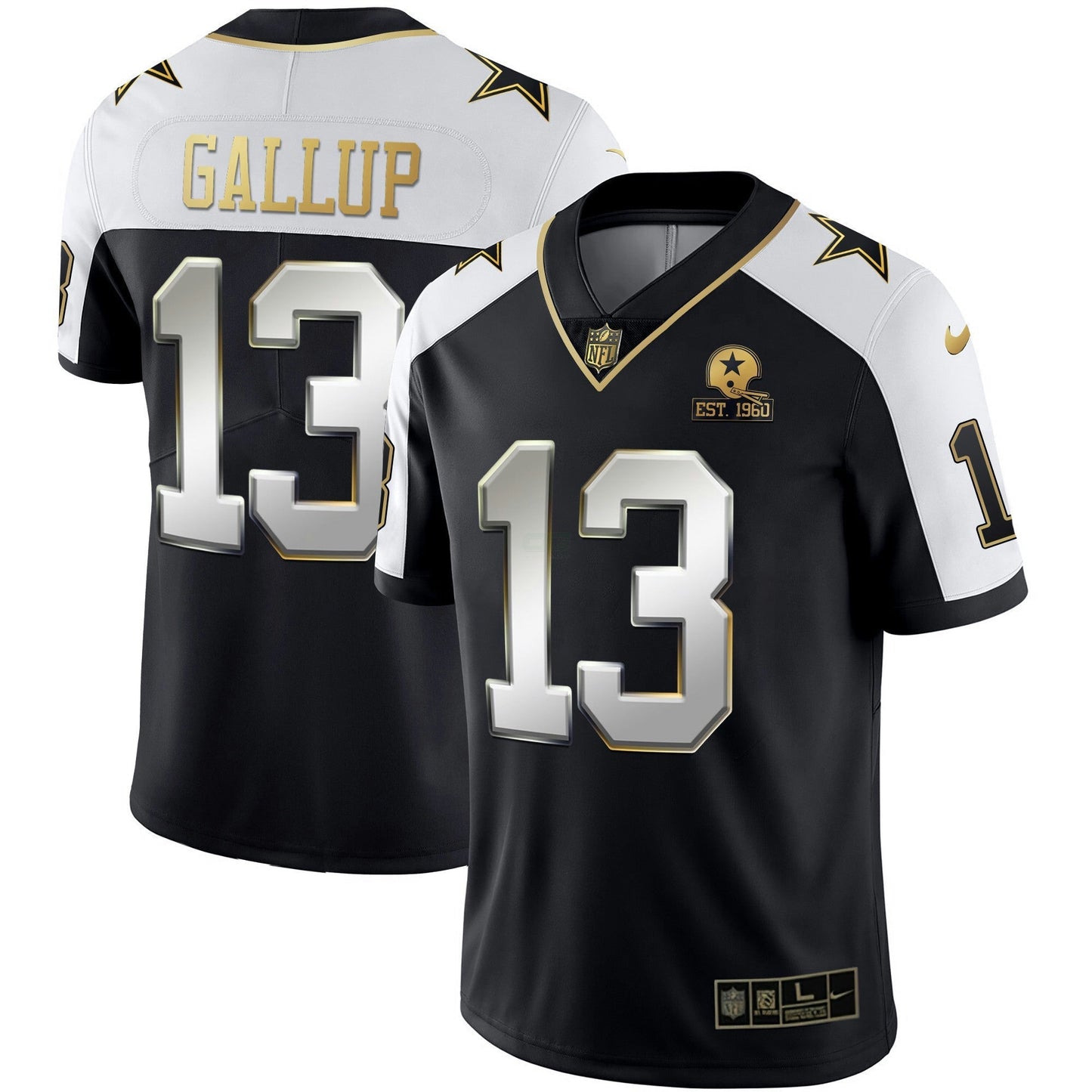 Camisa NFL Men’s Alternativa Vapor Preta Dourada & Azul Marinho Dourada Limited