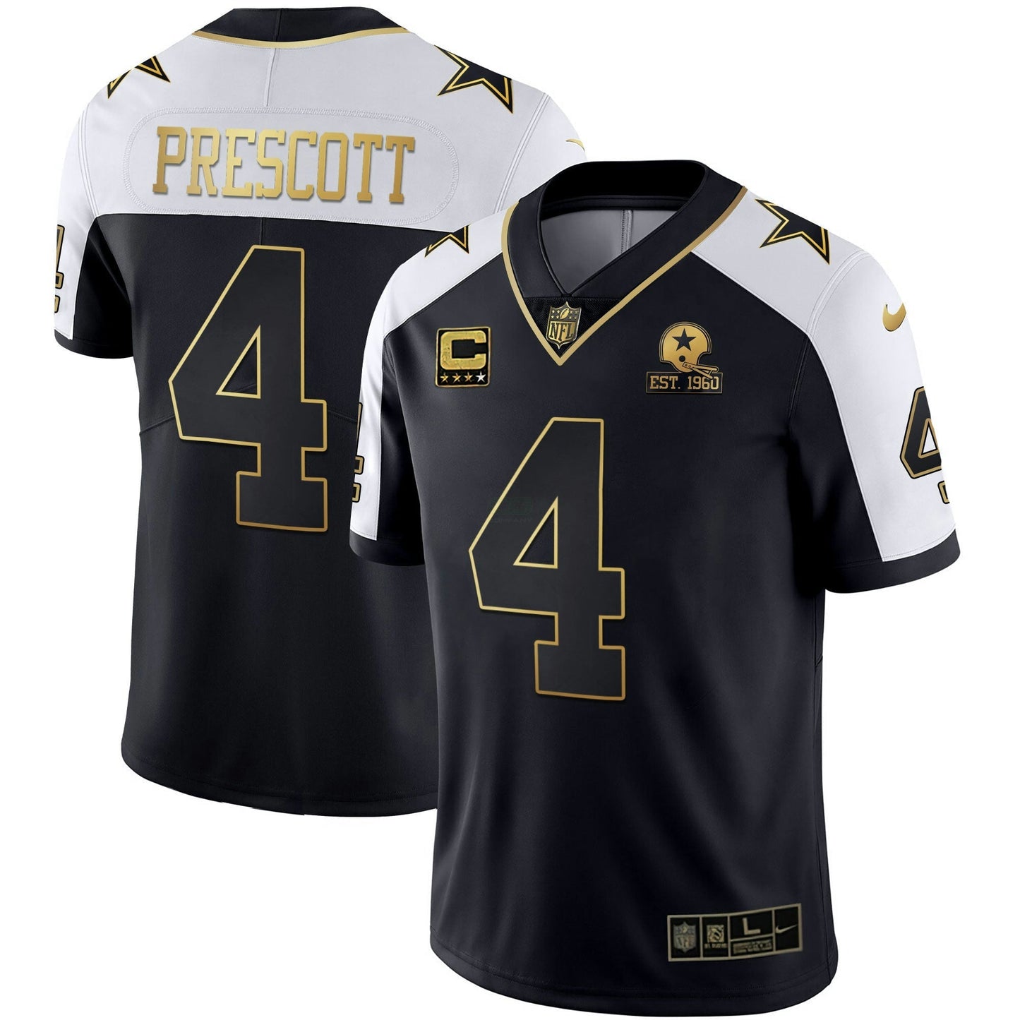 Camisa NFL Men’s Alternativa Vapor Preta Dourada & Azul Marinho Dourada Limited