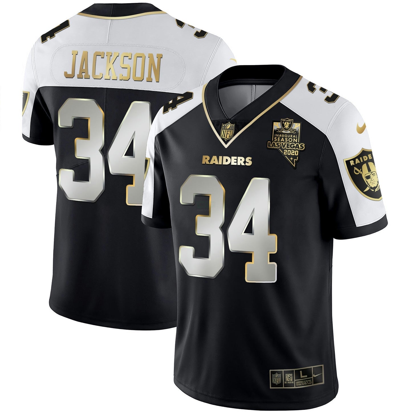 Camisa NFL Men’s Alternativa Vapor Preta Dourada & Preta Invertida Limited Inaugural Season Patch