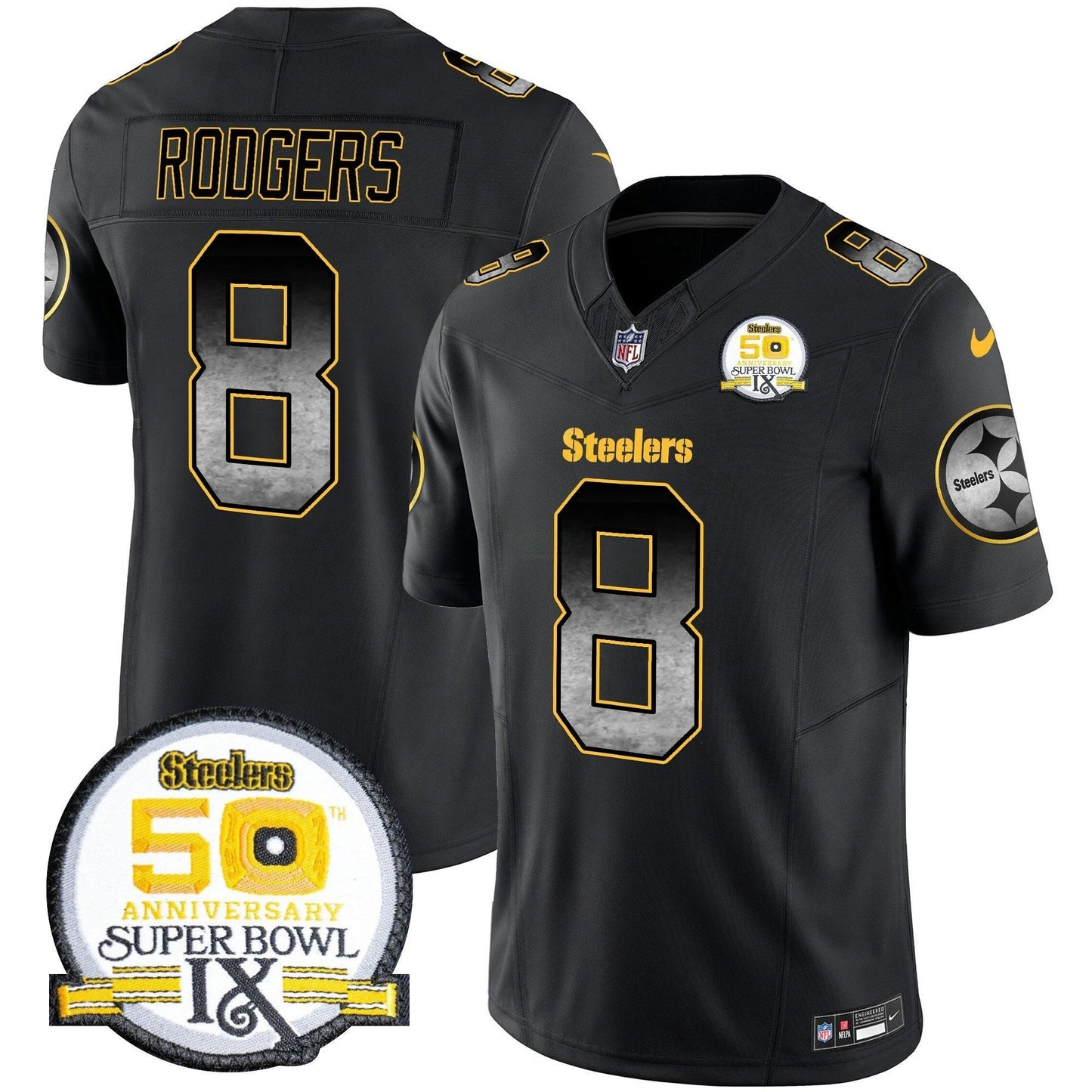 Camisa NFL Men’s Arch Smoke 50th Anniversary Of Super Bowl IX Patch Vapor Limited Jersey