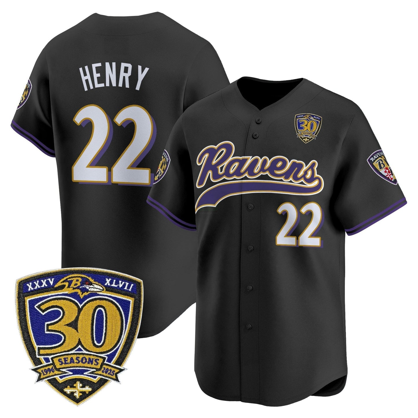 Camisa NFL Men’s Baltimore 2025 Vapor Jersey – 30th Anniversary Patch