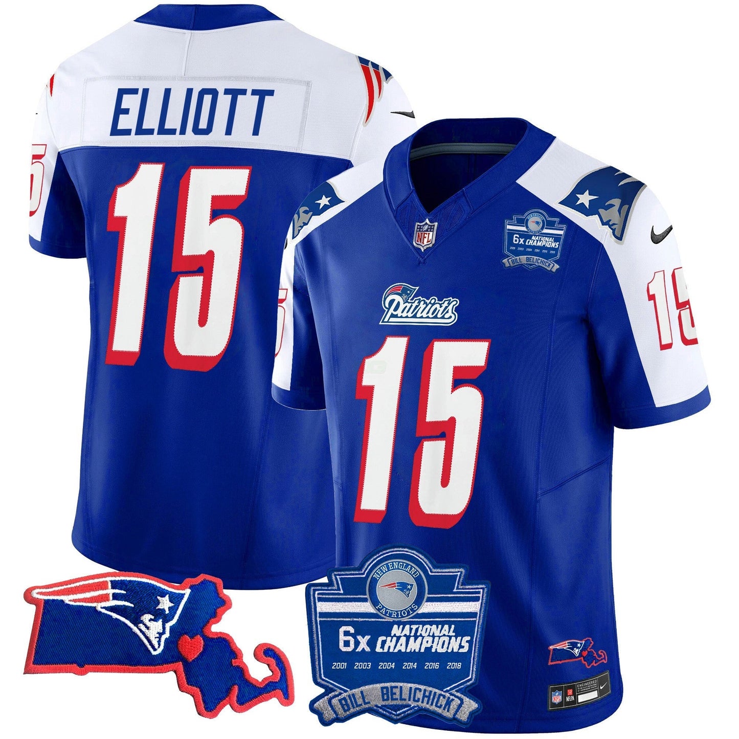 Camisa NFL Men’s Bill Belichick 6x Champions Patch Vapor Jersey