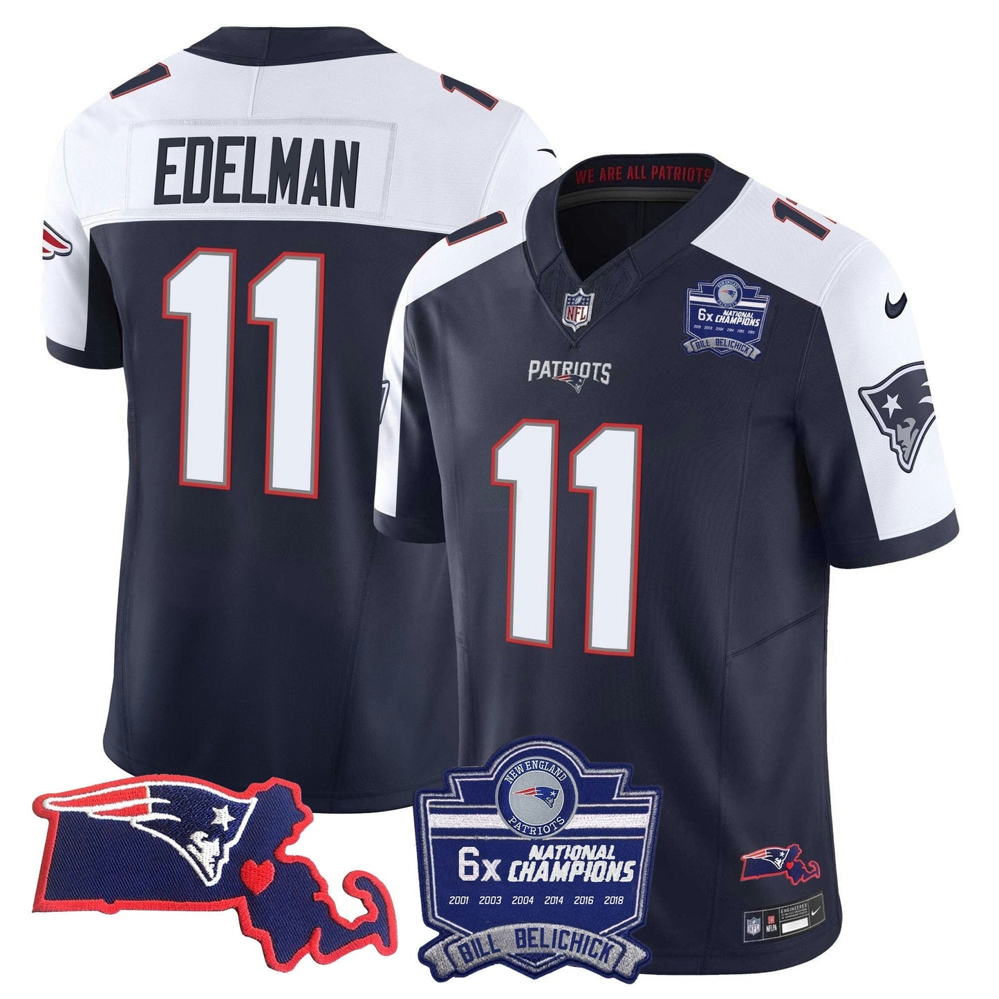 Camisa NFL Men’s Bill Belichick 6x Champions Patch Vapor Jersey