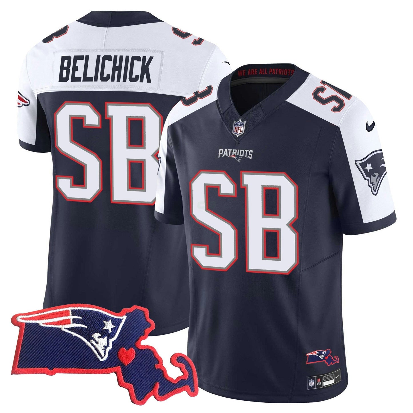 Camisa NFL Men’s Bill Belichick “SB 36, 38, 39, 49, 51 Champions” Vapor Jersey