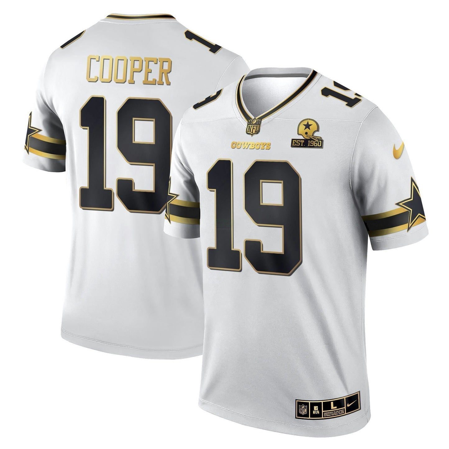 Camisa NFL Men’s Black & Branca Dourada Game Team Est 1960 Patch
