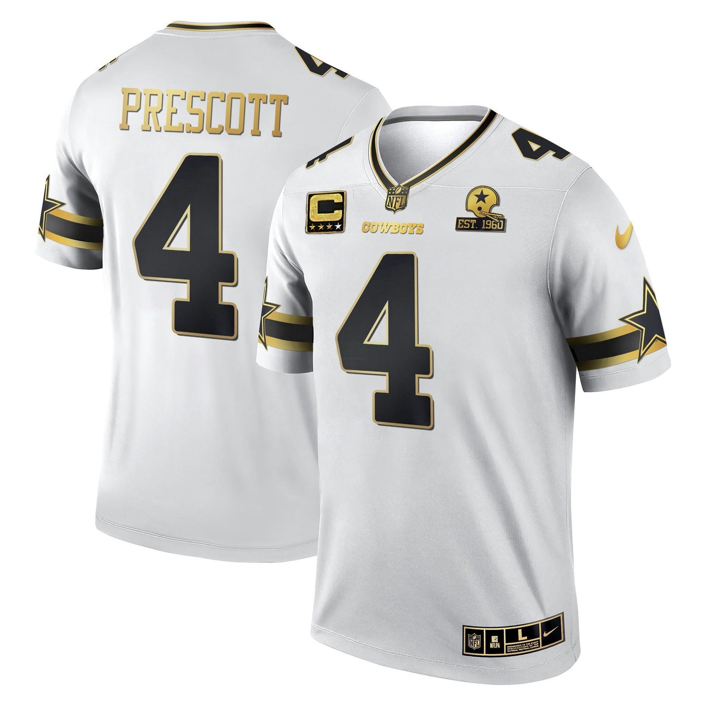 Camisa NFL Men’s Black & Branca Dourada Game Team Est 1960 Patch