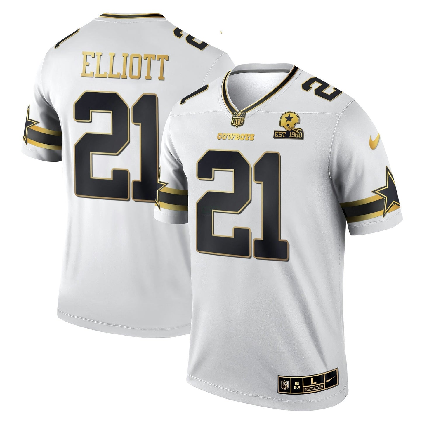 Camisa NFL Men’s Black & Branca Dourada Game Team Est 1960 Patch