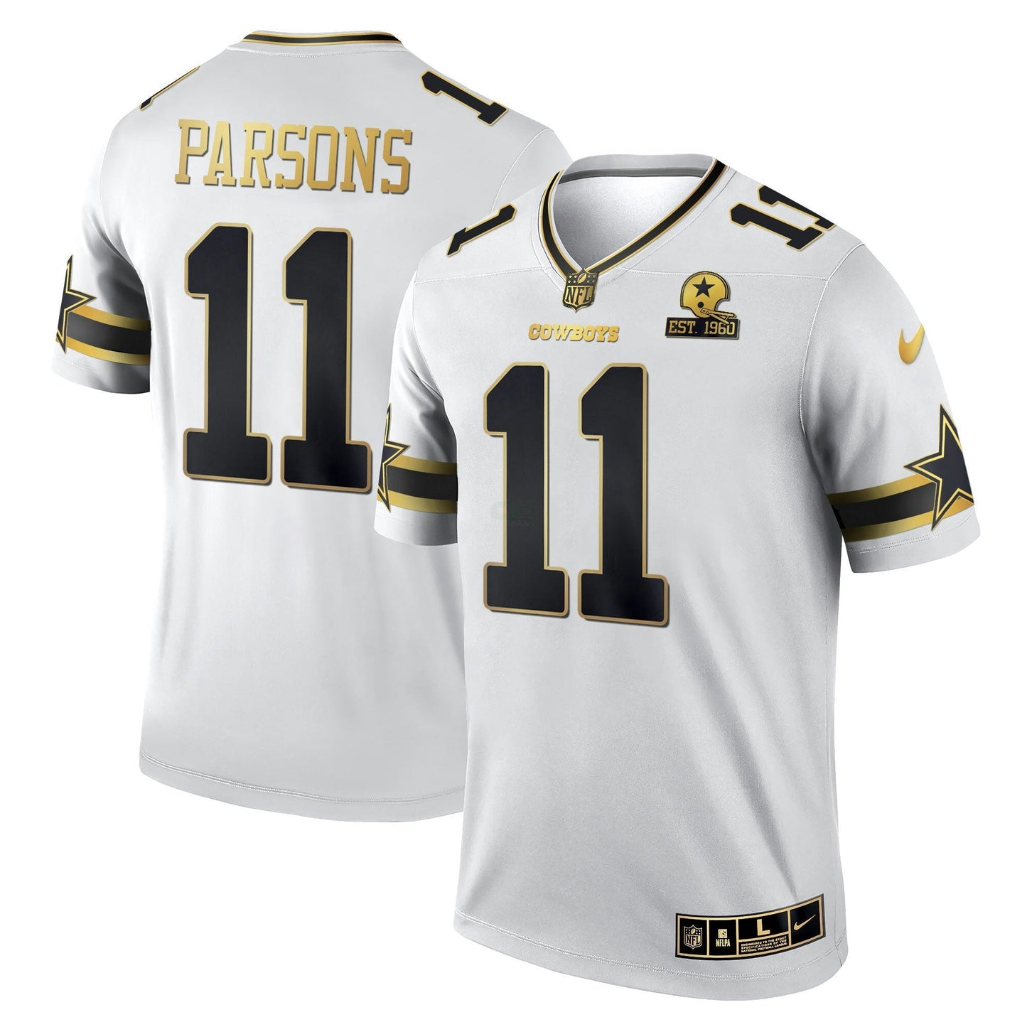 Camisa NFL Men’s Black & Branca Dourada Game Team Est 1960 Patch